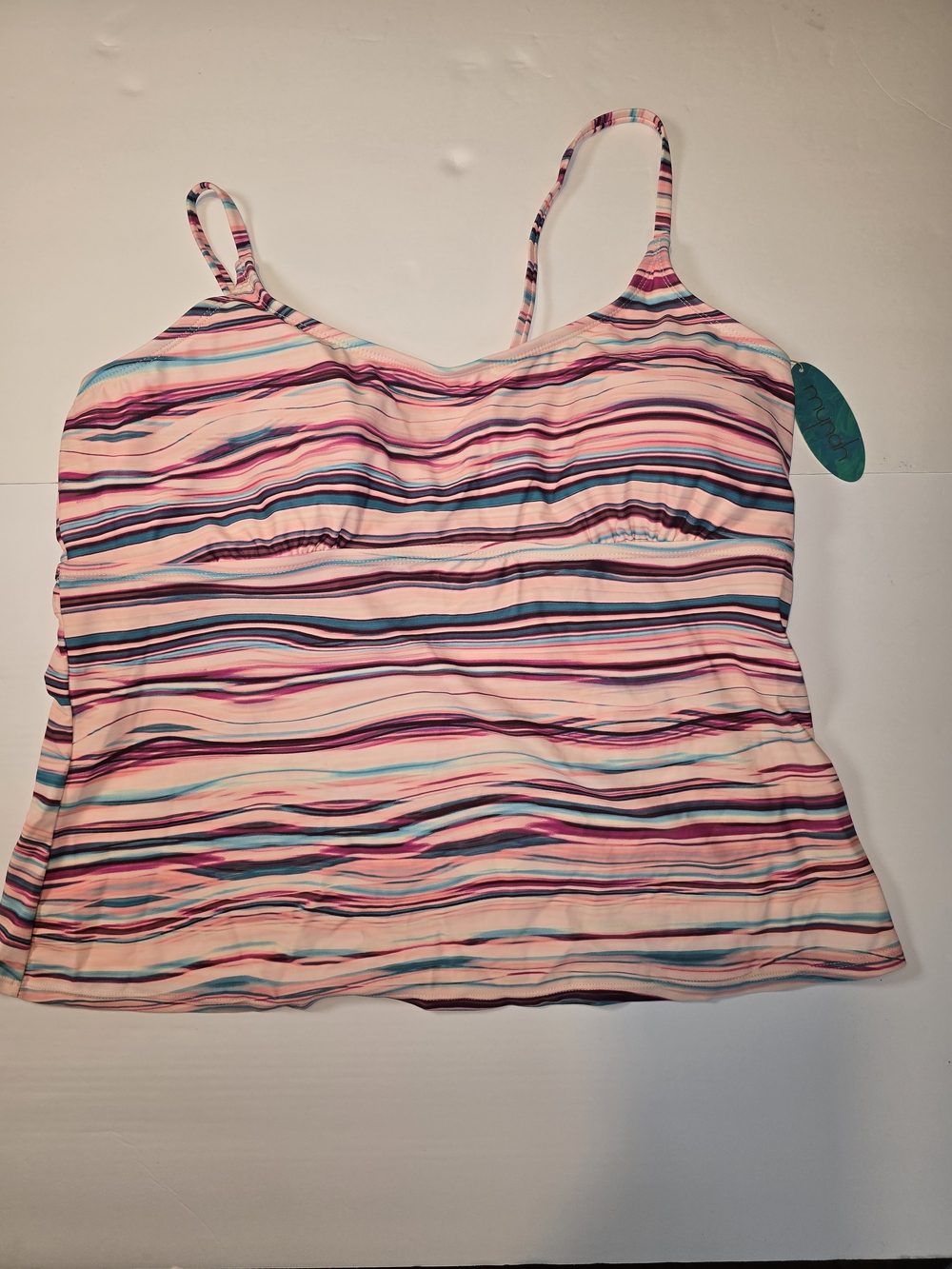 Women's Pink Striped Swim Tank Top with Adjustable Straps
